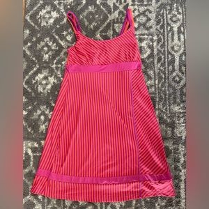 Title Nine Diamalete Striped Pink Orange Built-In Bra Dress w/Pocket SMALL